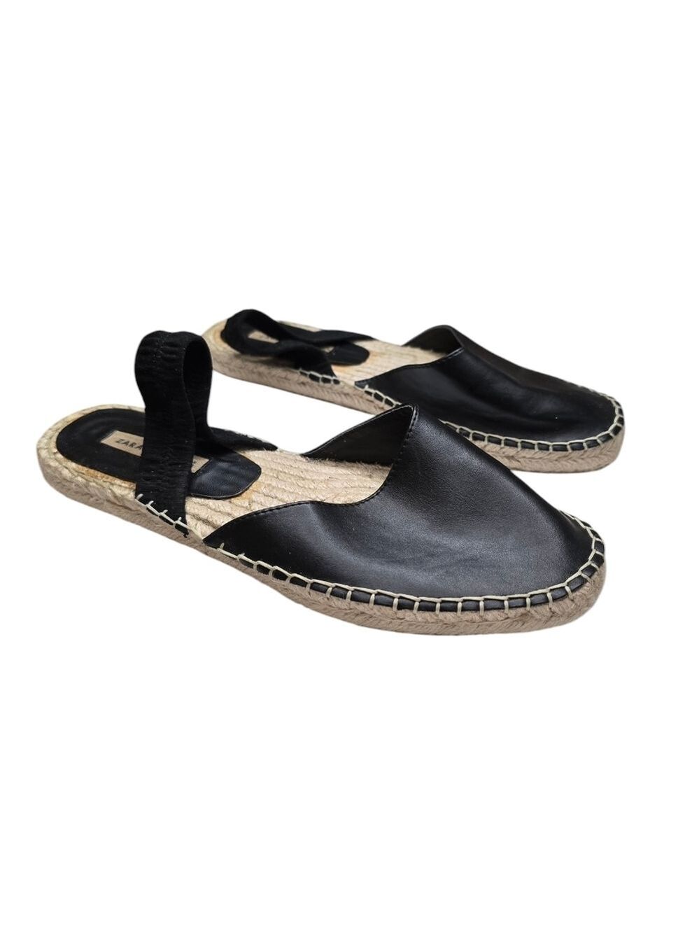 Zara Basic Black Sling Back Espadrilles 38